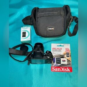 Canon Powershot SX500 iS 16 MP Digital Camera Bag Memory Card Charger Lot